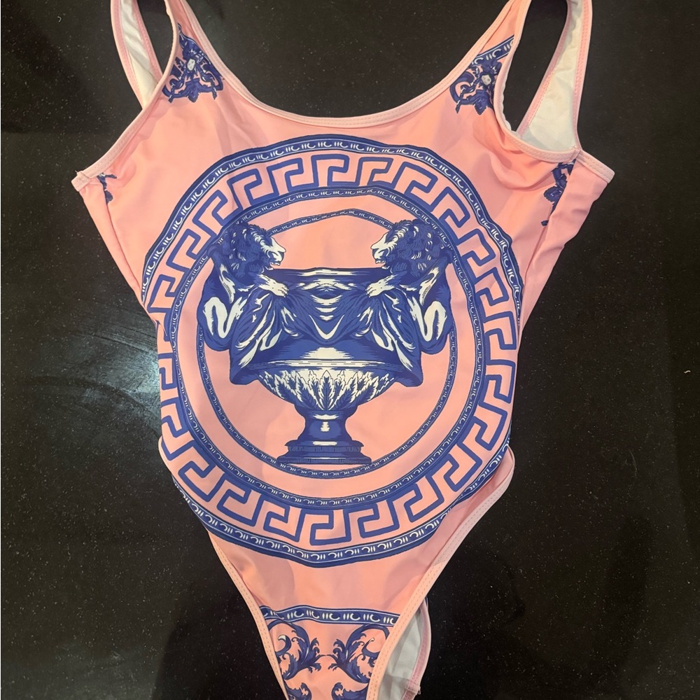 Pink and Blue Printed One-Piece Swim - Picture 5 of 9